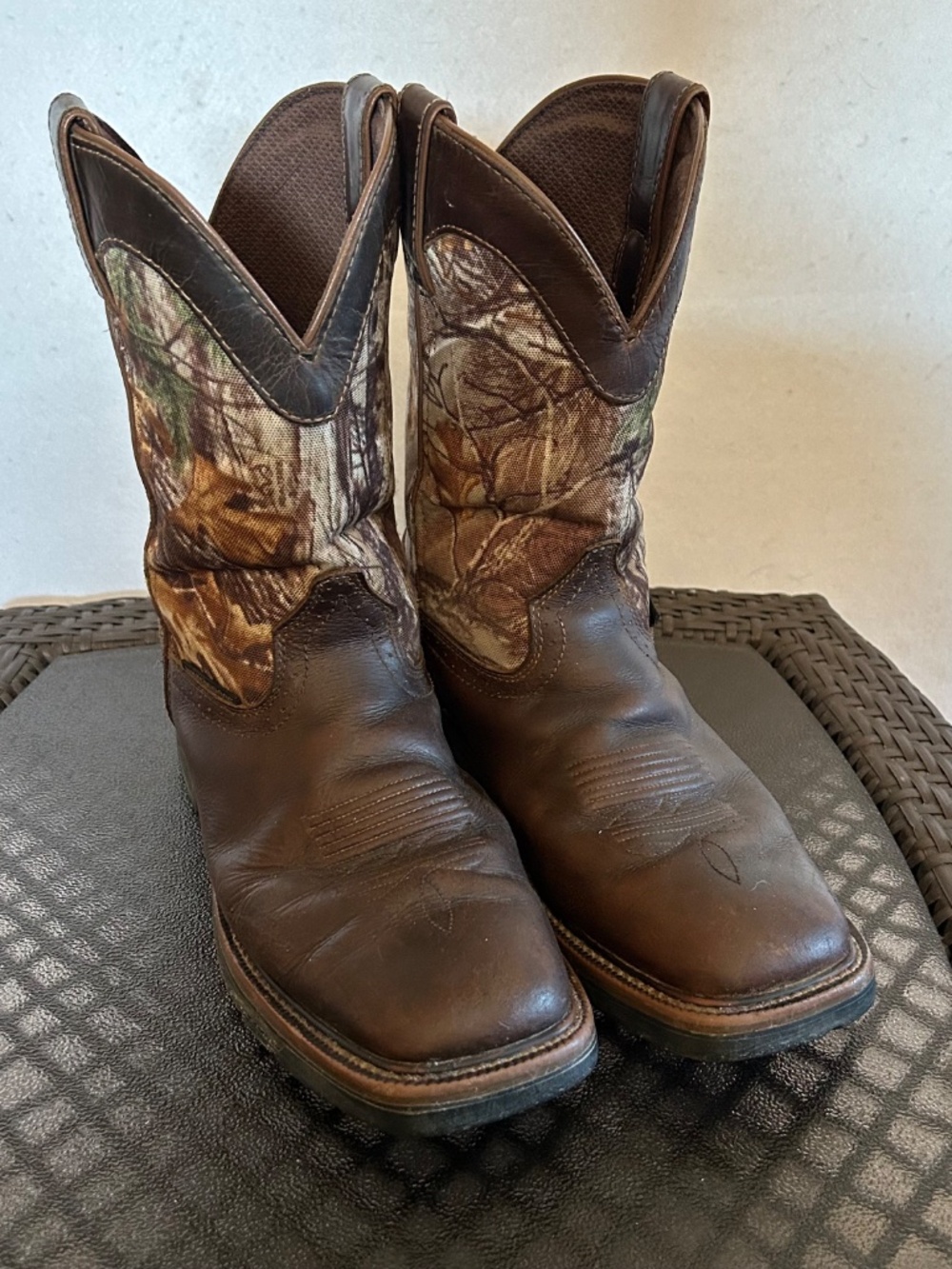 Justin Trekker WK4676 Brown Leather Camo Pull On Boots Size 9EE? READ